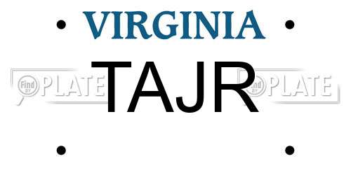 TAJR Virginia License Plate