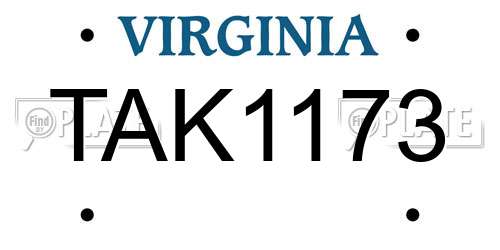 TAK1173 Virginia License Plate