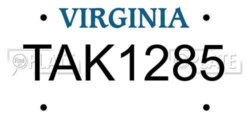 TAK1285 Virginia License Plate