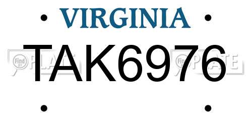 TAK6976 Virginia License Plate