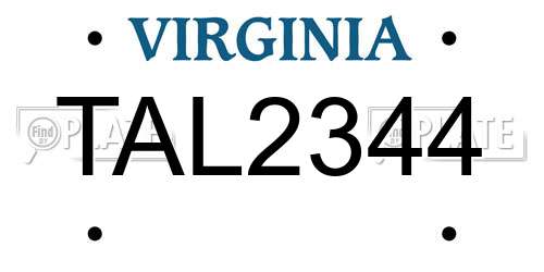 TAL2344 Virginia License Plate