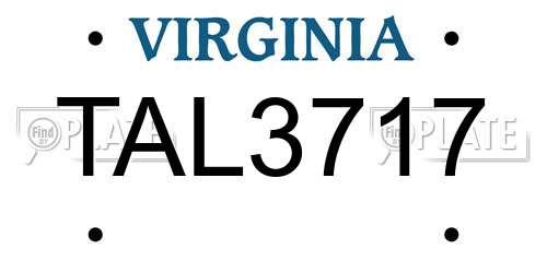 TAL3717 Virginia License Plate