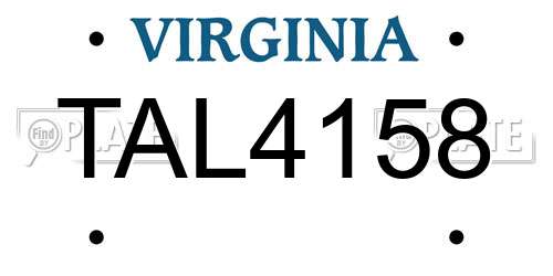 TAL4158 Virginia License Plate