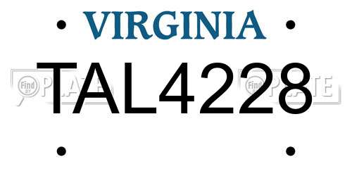 TAL4228 Virginia License Plate
