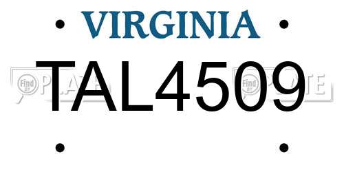 TAL4509 Virginia License Plate