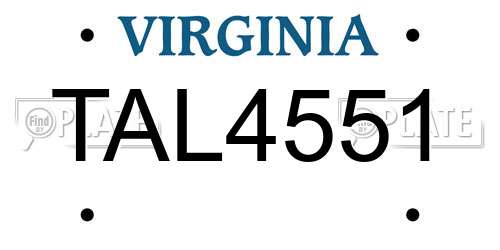 TAL4551 Virginia License Plate