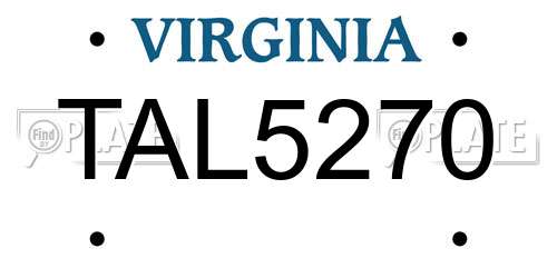 TAL5270 Virginia License Plate
