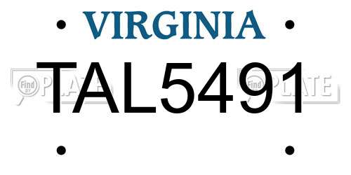 TAL5491 Virginia License Plate