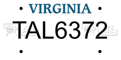 TAL6372 Virginia License Plate