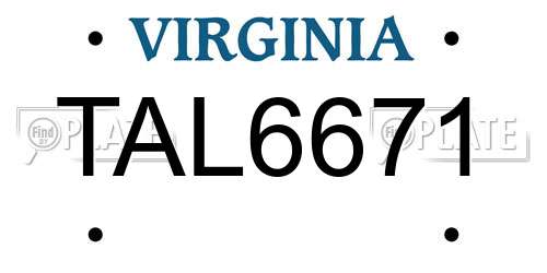 TAL6671 Virginia License Plate