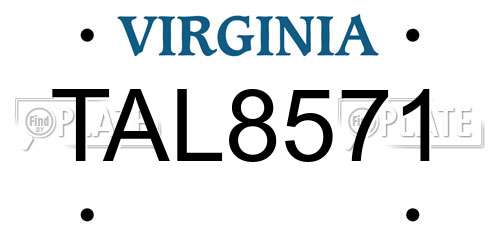 TAL8571 Virginia License Plate