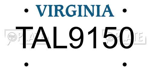 TAL9150 Virginia License Plate