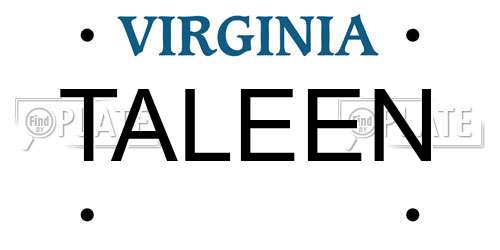 TALEEN Virginia License Plate