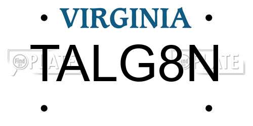 TALG8N Virginia License Plate