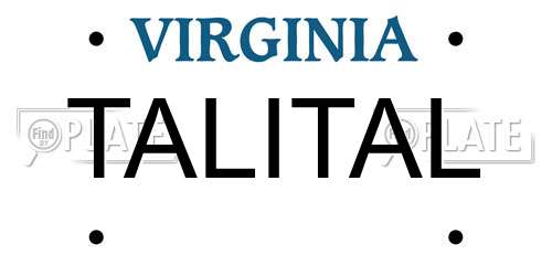 TALITAL Virginia License Plate
