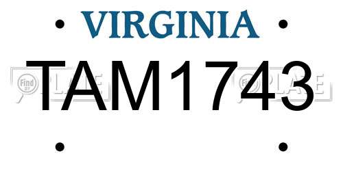 TAM1743 Virginia License Plate