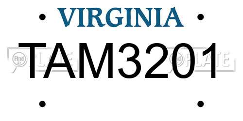 TAM3201 Virginia License Plate