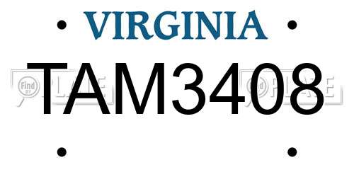 TAM3408 Virginia License Plate