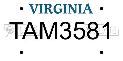 TAM3581 Virginia License Plate