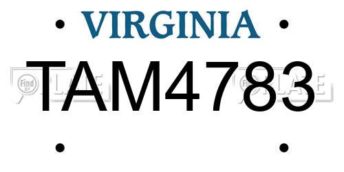 TAM4783 Virginia License Plate