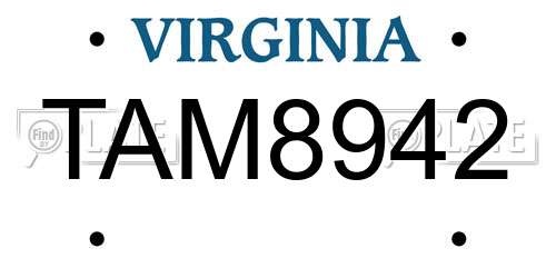 TAM8942 Virginia License Plate