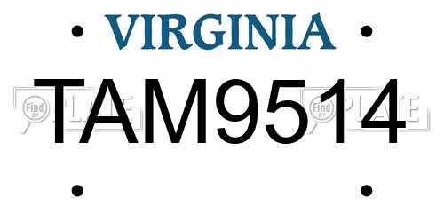 TAM9514 Virginia License Plate