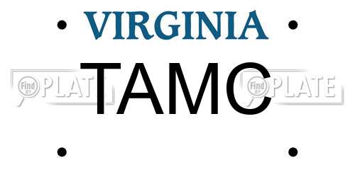 TAMC Virginia License Plate