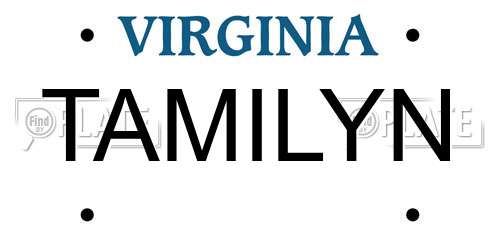 TAMILYN Virginia License Plate