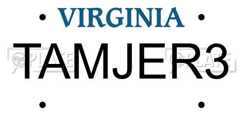 TAMJER3 Virginia License Plate