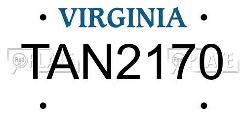 TAN2170 Virginia License Plate