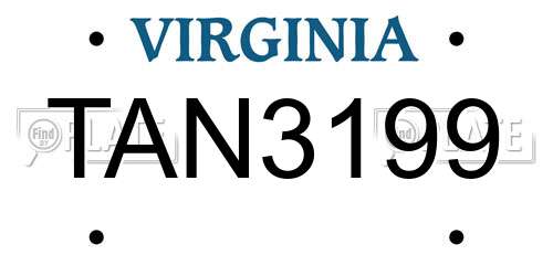 TAN3199 Virginia License Plate