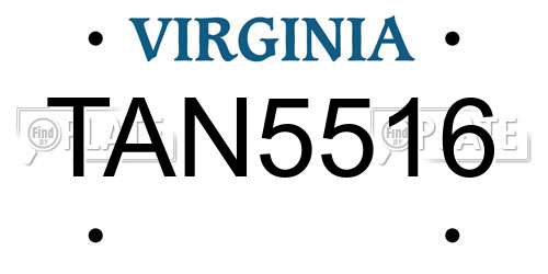 TAN5516 Virginia License Plate