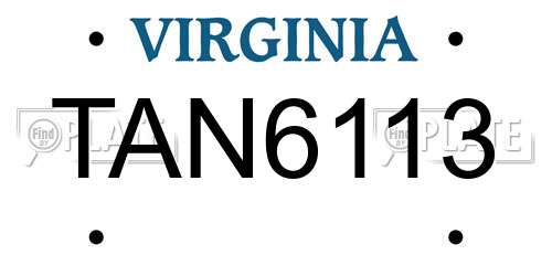 TAN6113 Virginia License Plate