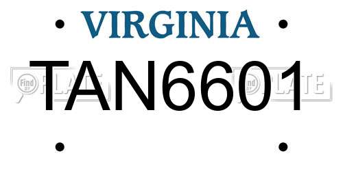 TAN6601 Virginia License Plate