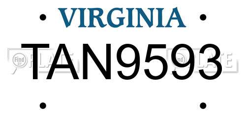 TAN9593 Virginia License Plate