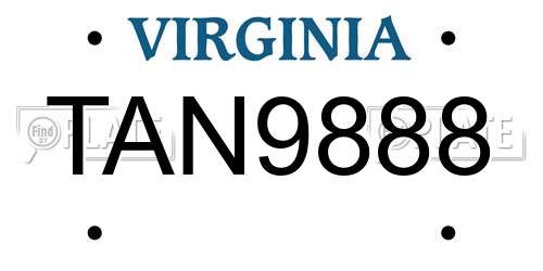 TAN9888 Virginia License Plate