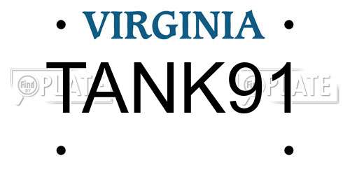 TANK91 Virginia License Plate