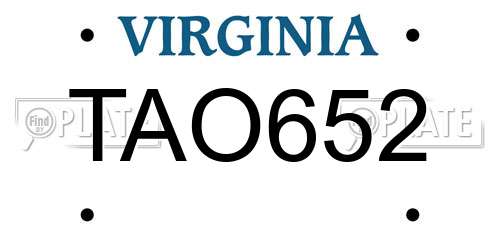 TAO652 Virginia License Plate