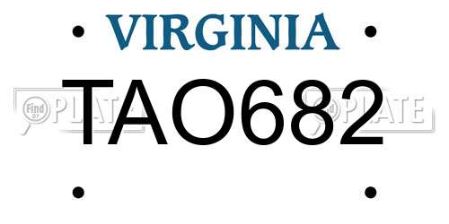 TAO682 Virginia License Plate