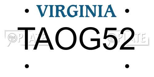 TAOG52 Virginia License Plate