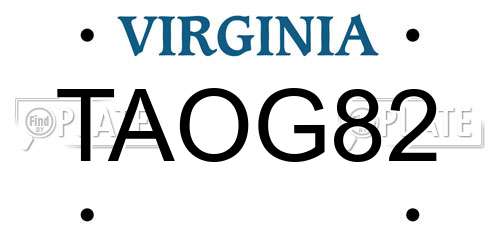 TAOG82 Virginia License Plate