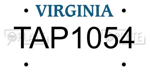 TAP1054 Virginia License Plate