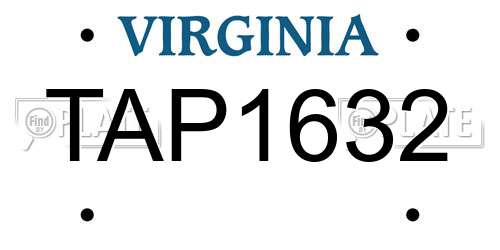 TAP1632 Virginia License Plate