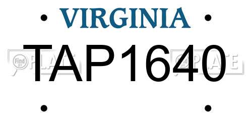 TAP1640 Virginia License Plate
