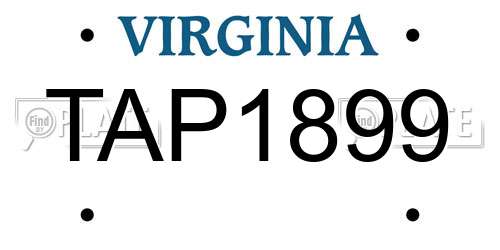 TAP1899 Virginia License Plate