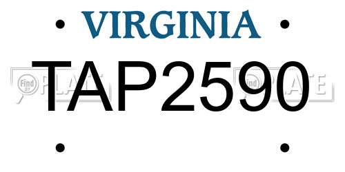 TAP2590 Virginia License Plate