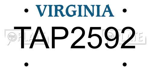 TAP2592 Virginia License Plate