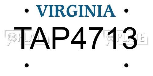 TAP4713 Virginia License Plate