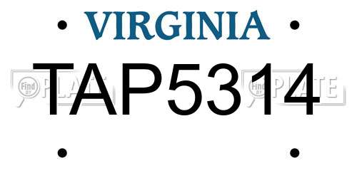 TAP5314 Virginia License Plate