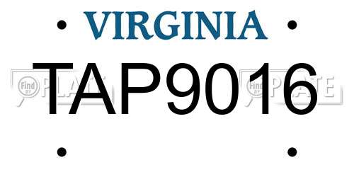 TAP9016 Virginia License Plate